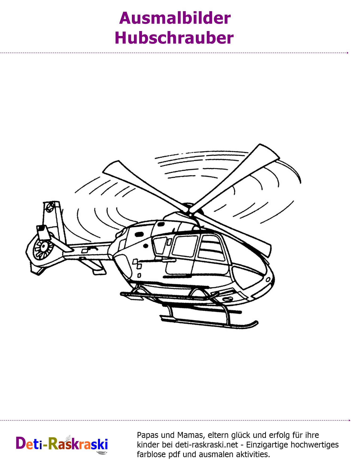 Ausmalbilder Hubschrauber Kostenlos als PDF