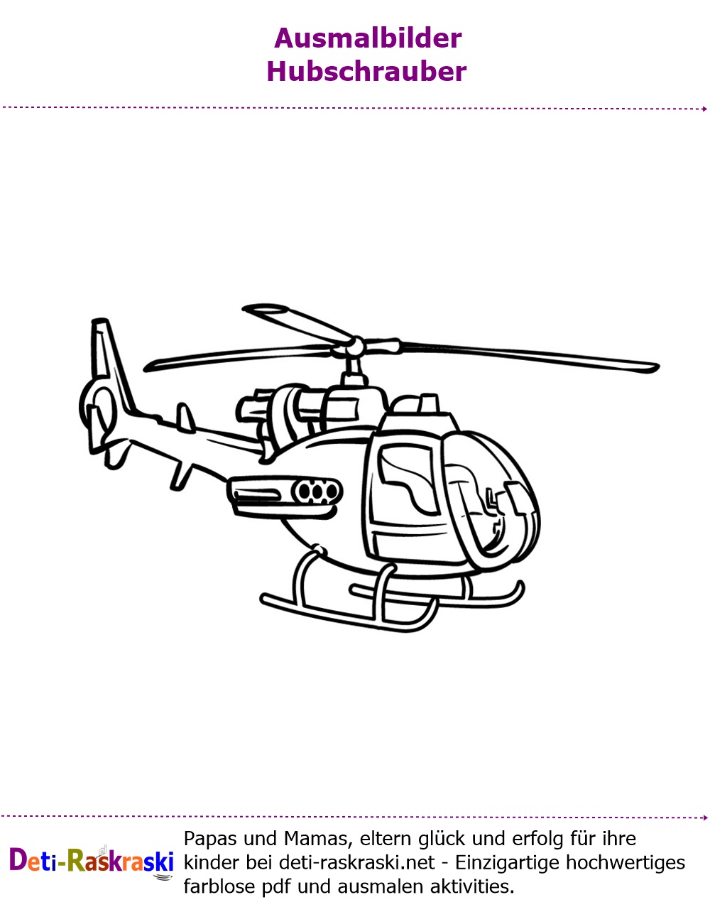 Ausmalbild Hubschrauber PDF
