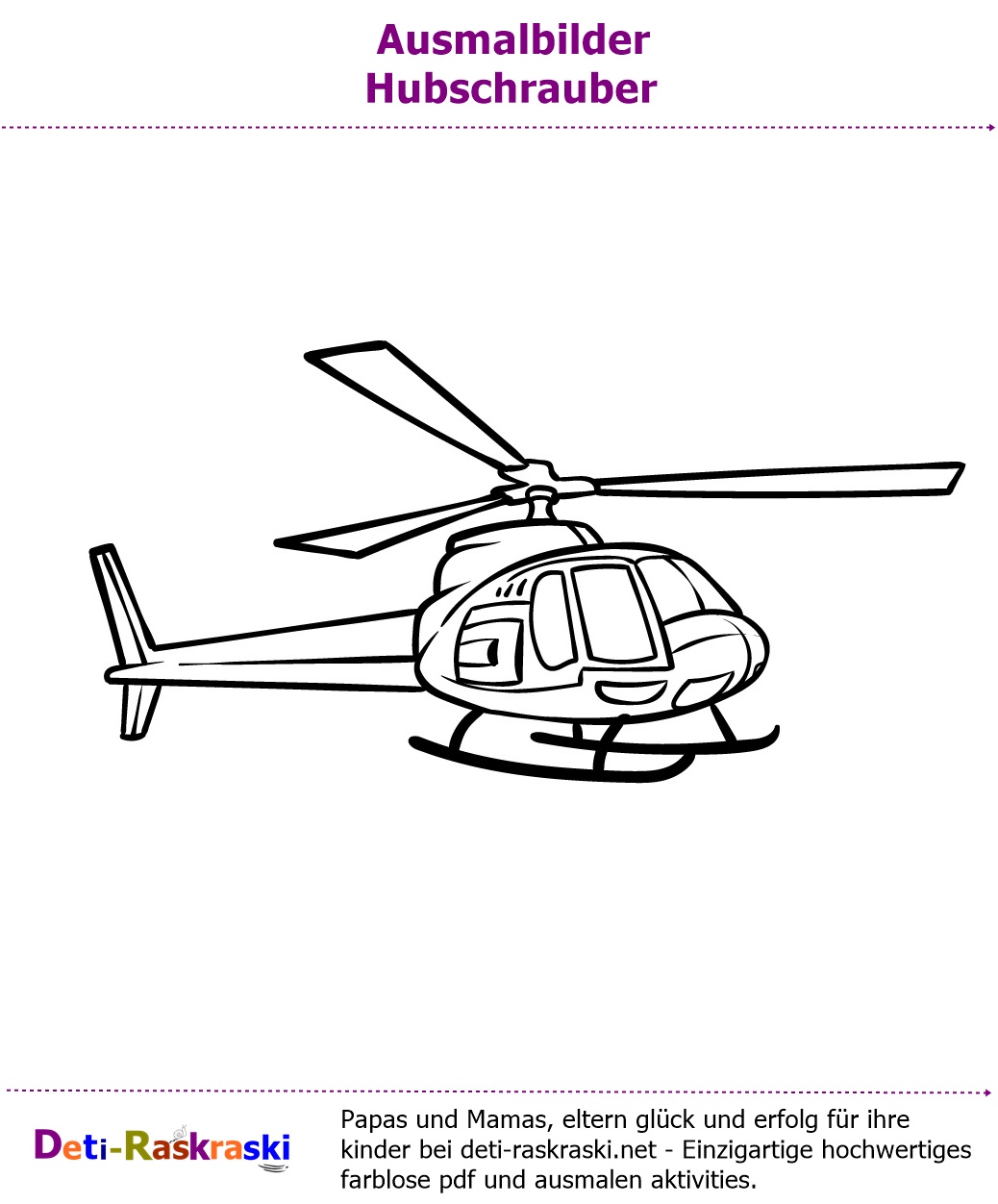Ausmalbilder Hubschrauber Kostenlos für Kinder