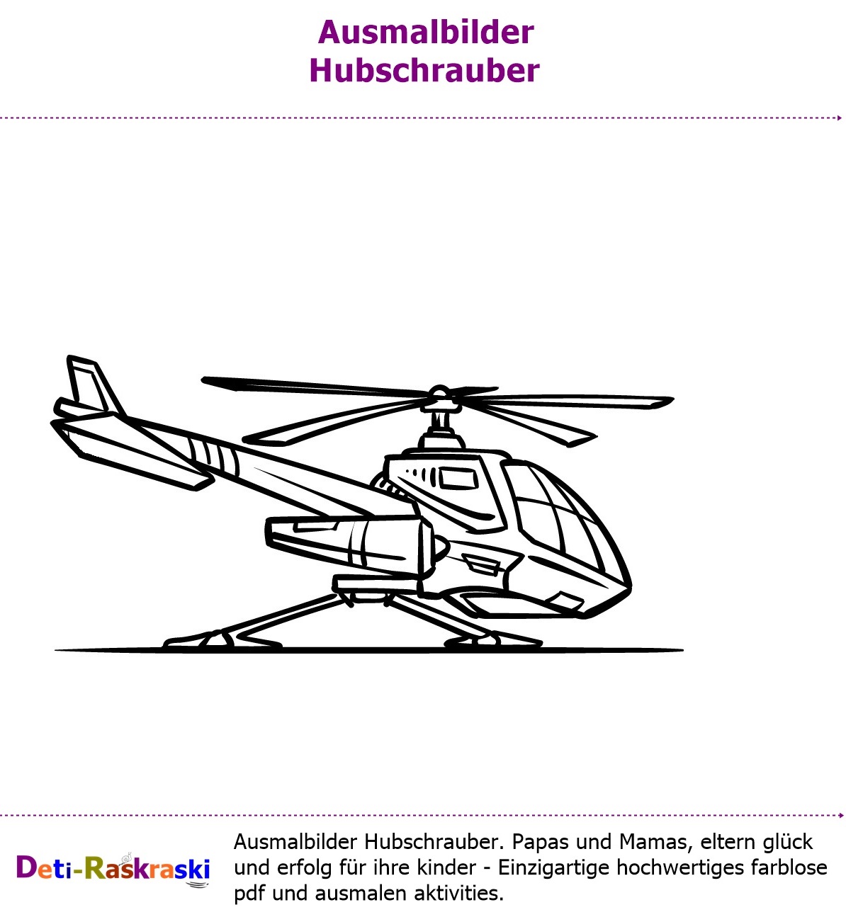 Ausmalbilder Helikopter zum Ausdrucken oder Downloaden