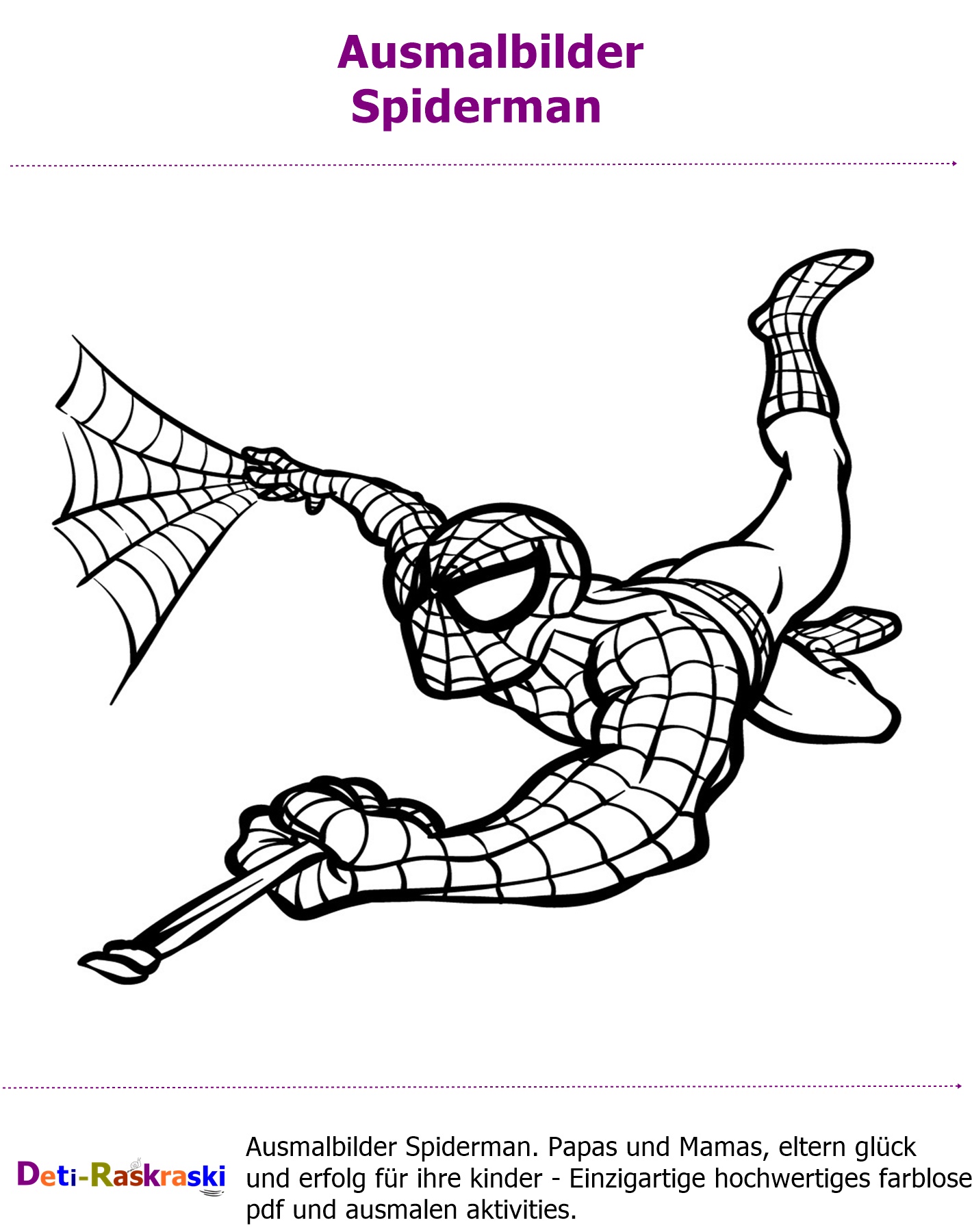 Spiderman Malvorlage für Jungen